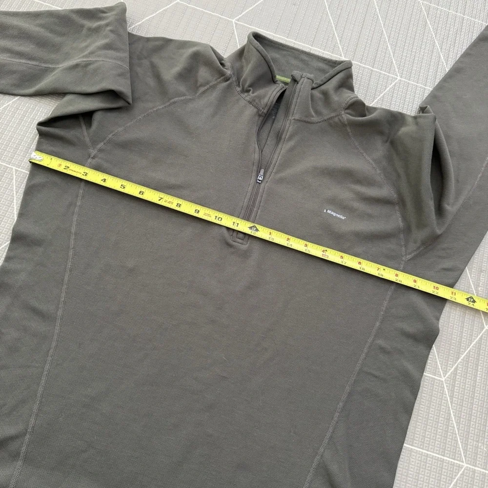 Patagonia Pullover Mens L Olive Green Half‎ Zip Capilene 3 Polartec Base Layer